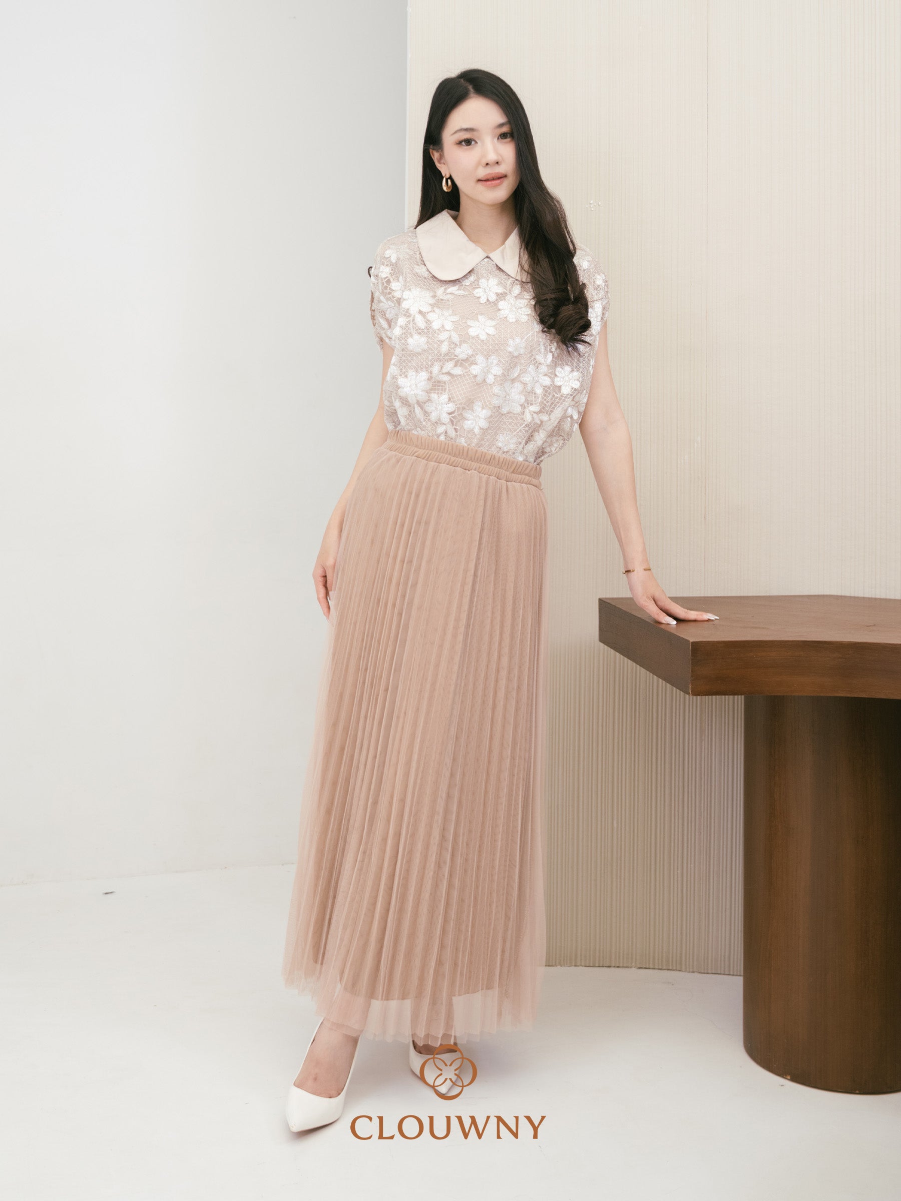 Onyva Tutu Pleats Skirt - Khaki